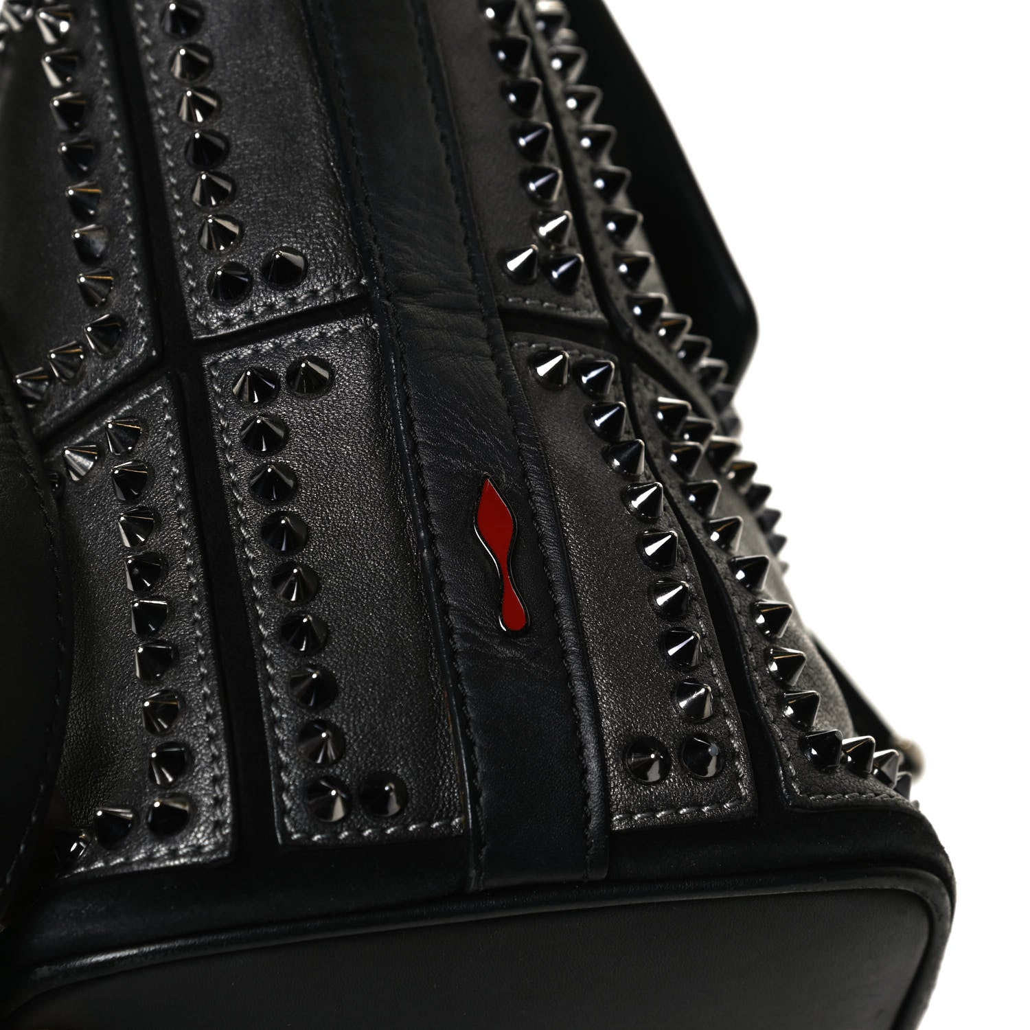 Christian Louboutin Metallic Sheepskin Spikes Lucky L Convertible Backpack Black 15 of 18