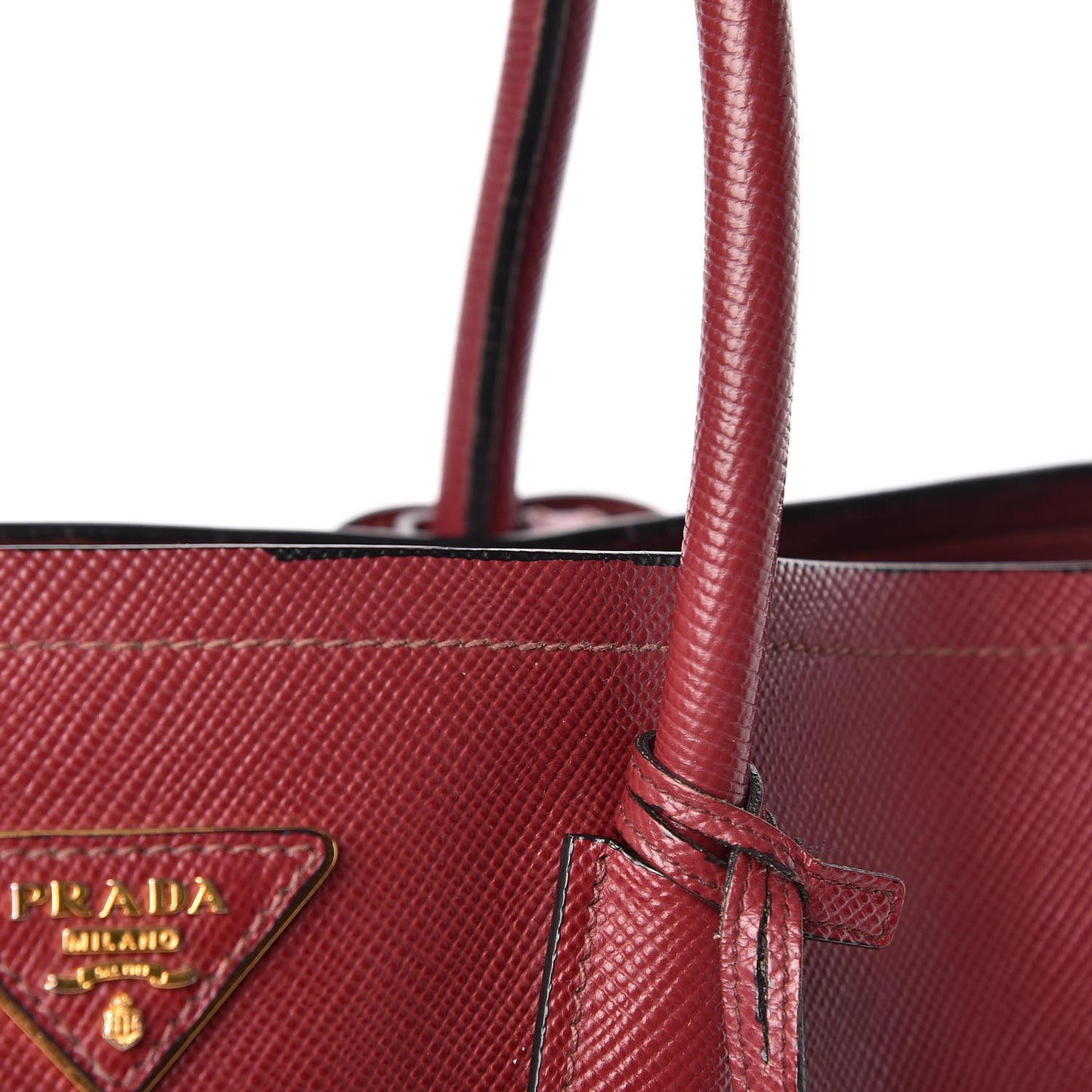 Saffiano Cuir Large Double Bag Cherry