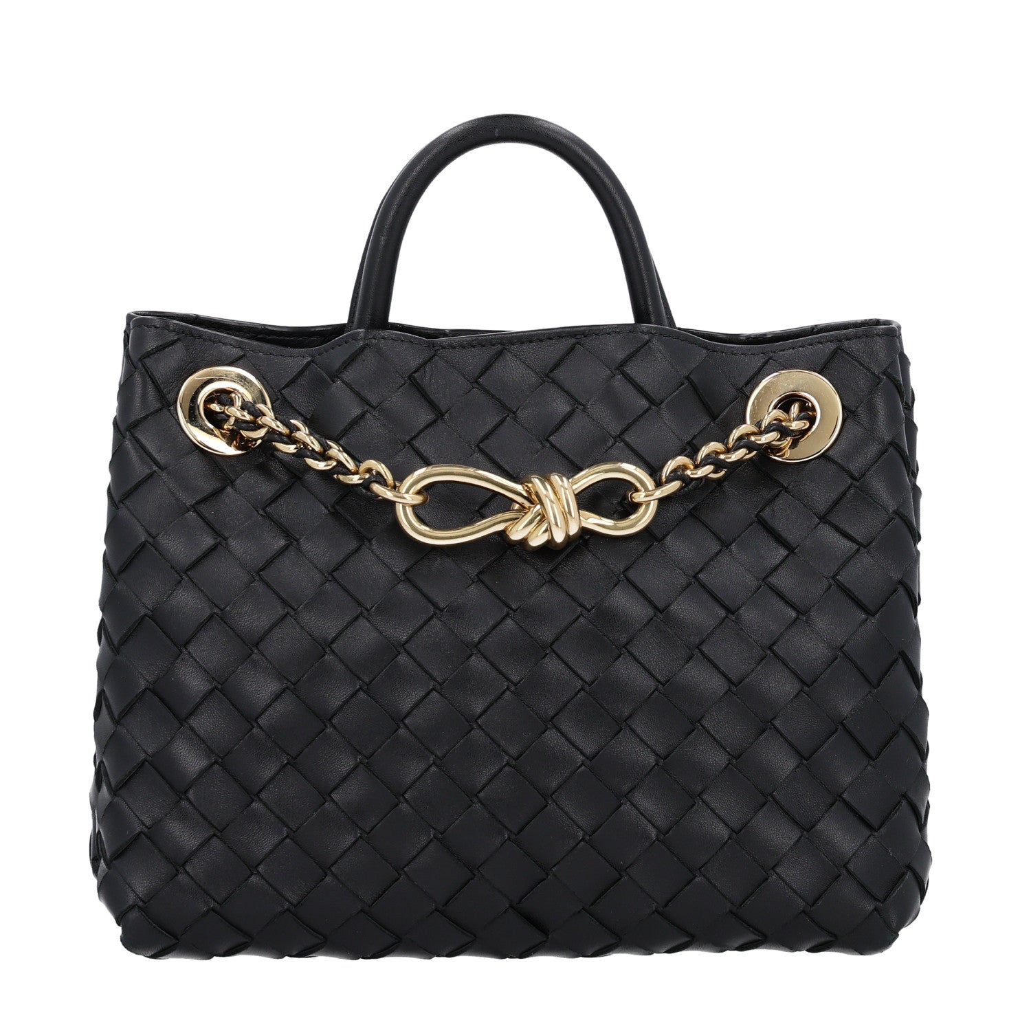 Bottega Veneta Nappa Intrecciato Small Andiamo With Chain Shoulder Bag Black 1 of 9