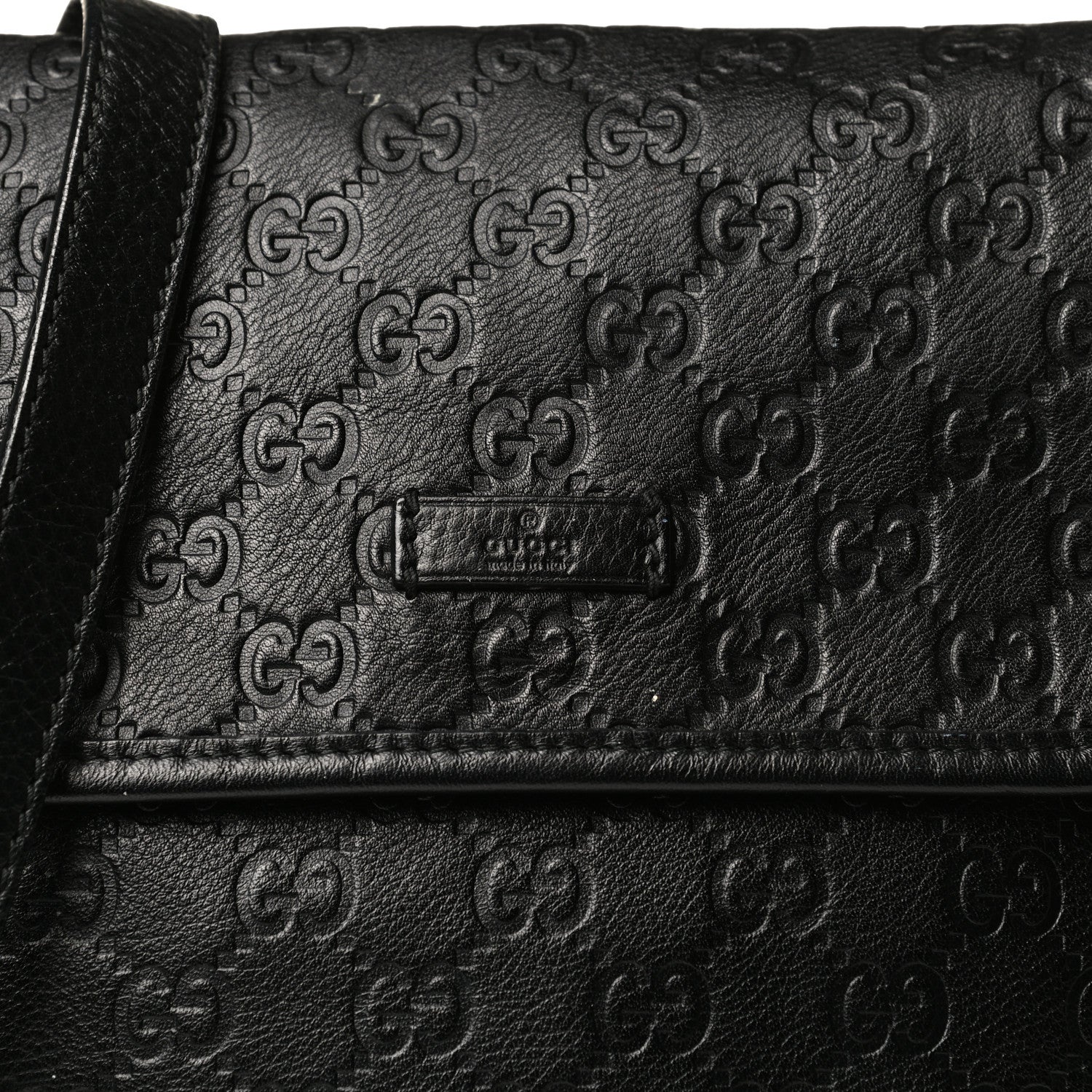 Gucci Guccissima Small Flap Messenger Bag Black 8 of 13