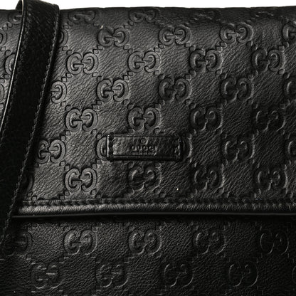 Gucci Guccissima Small Flap Messenger Bag Black 8 of 13