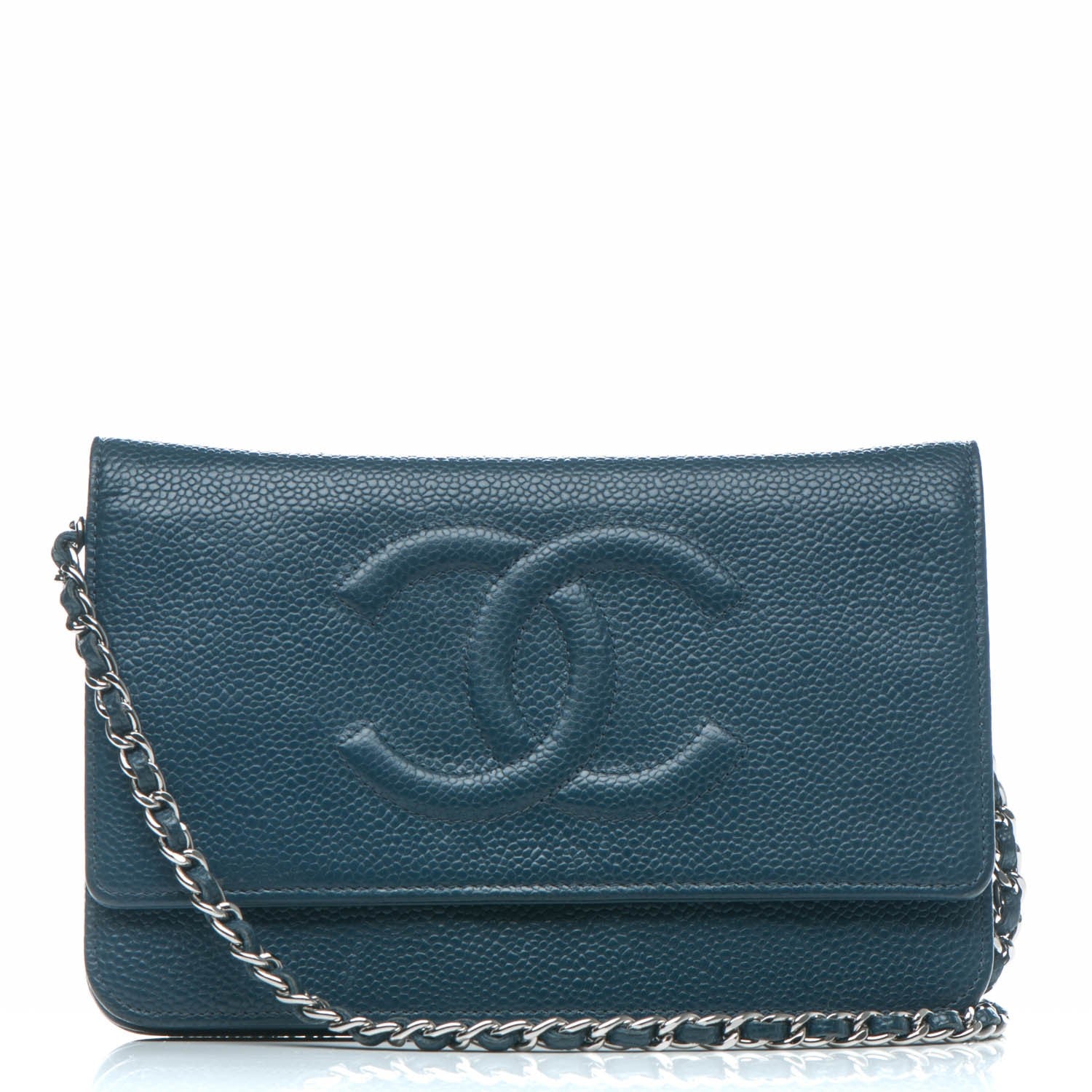 Chanel Caviar Timeless CC Wallet On Chain WOC Blue 6 of 11