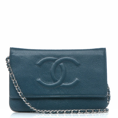 Chanel Caviar Timeless CC Wallet On Chain WOC Blue 6 of 11