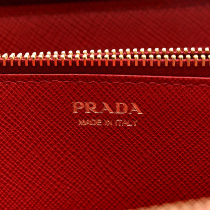 Prada Saffiano Metal Zip Around Wallet Fuoco 6 of 11