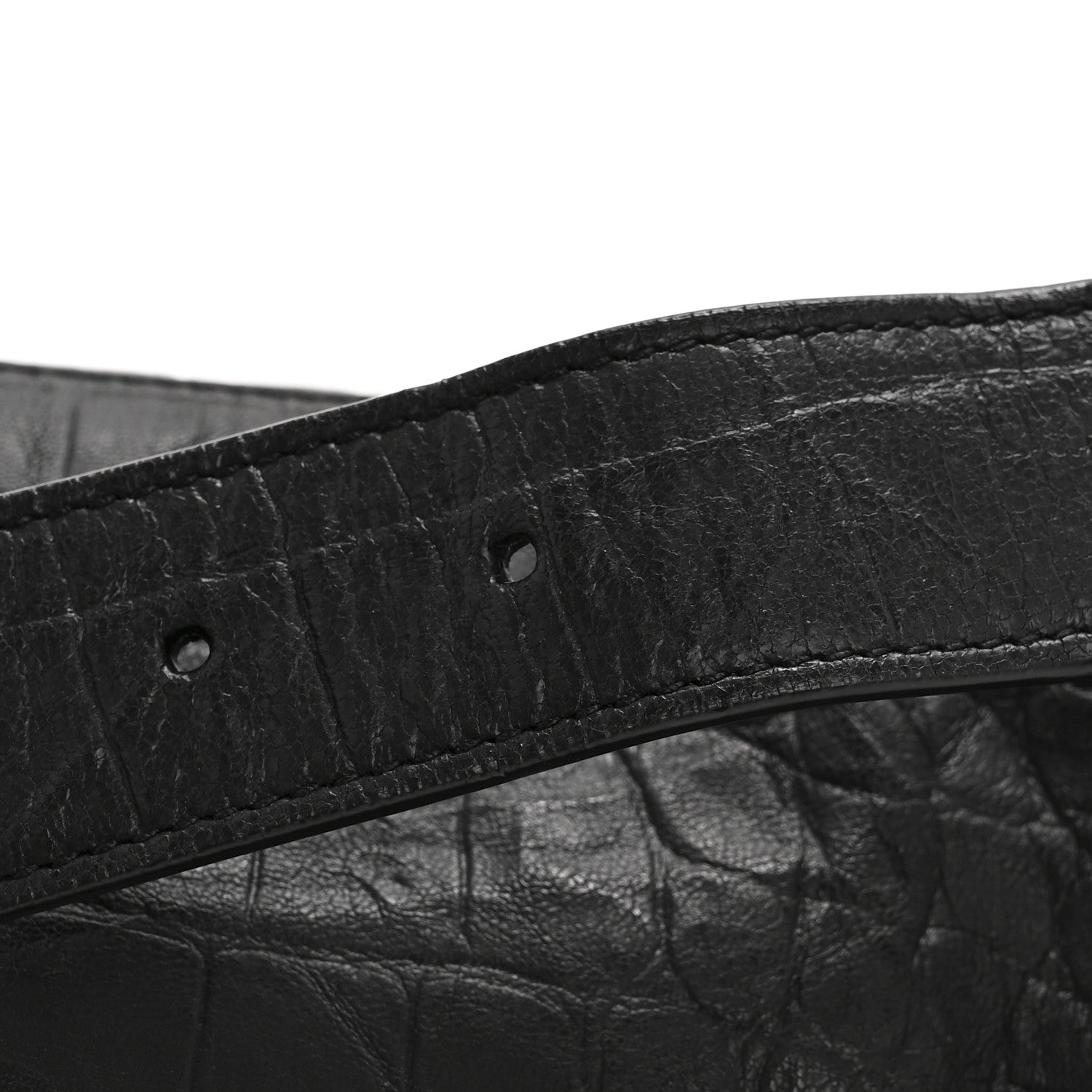 Saint Laurent Calfskin Crocodile Embossed Monogram Belt Bag Black 12 of 14