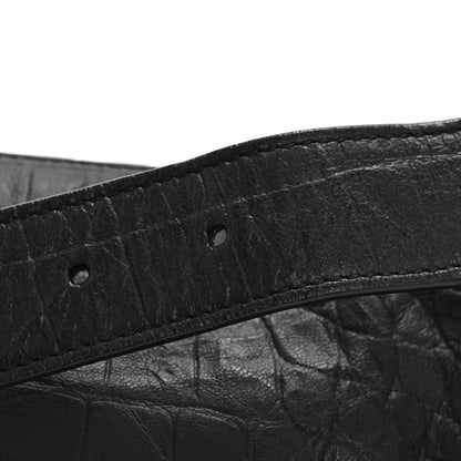Saint Laurent Calfskin Crocodile Embossed Monogram Belt Bag Black 12 of 14