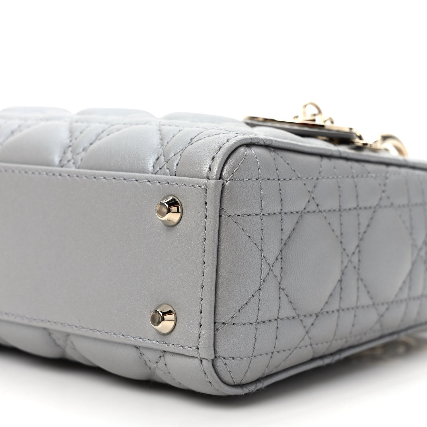 Christian Dior Metallic Lambskin Cannage Mini Lady Dior Grey 9 of 10