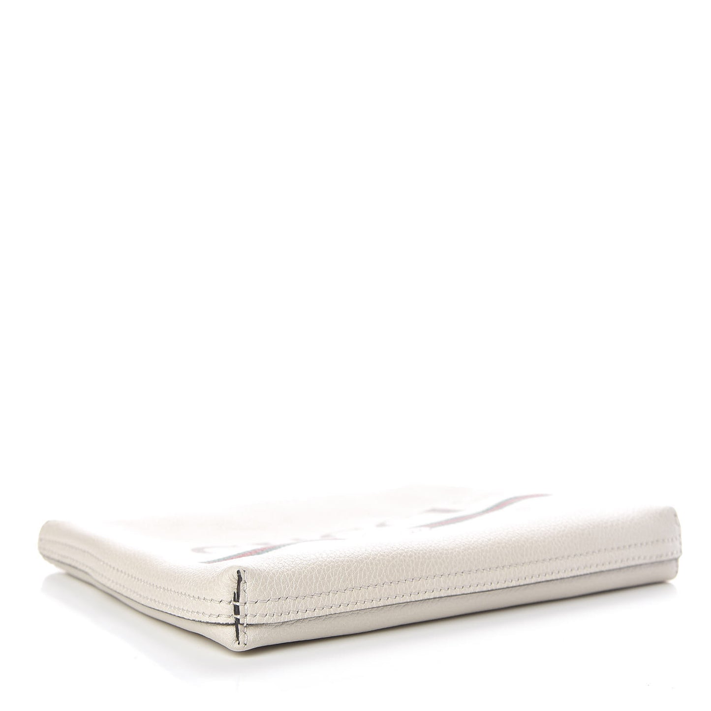 Pebbled Calfskin Medium Logo Portfolio Clutch White