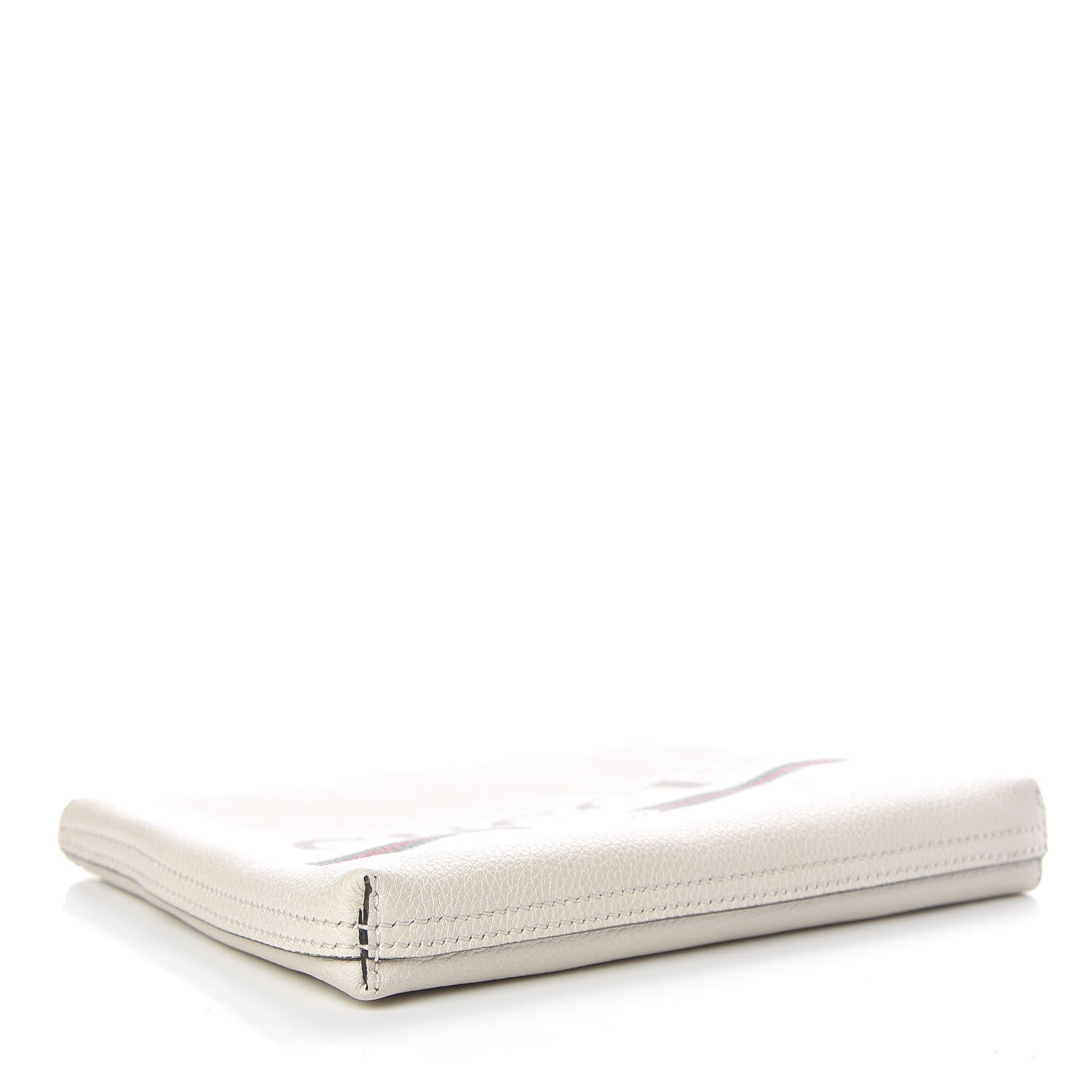 Gucci Pebbled Calfskin Medium Logo Portfolio Clutch White 4 of 9