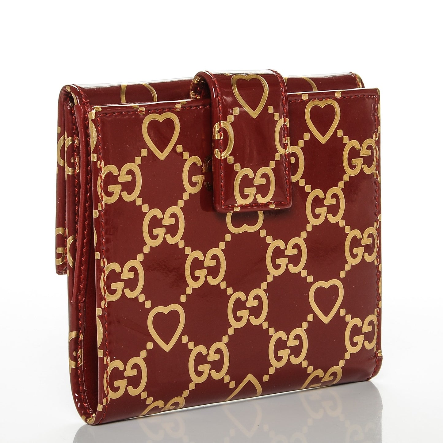 Patent GG Valentine GG Pierce French Flap Wallet Red Gold