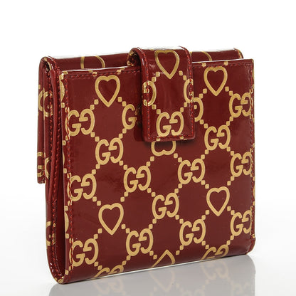 Gucci Patent GG Valentine GG Pierce French Flap Wallet Red Gold 3 of 6