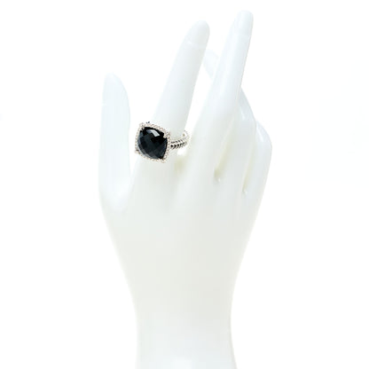 David Yurman Sterling Silver Diamond Black Onyx 14mm Chatelaine Ring 57 8 2 of 5