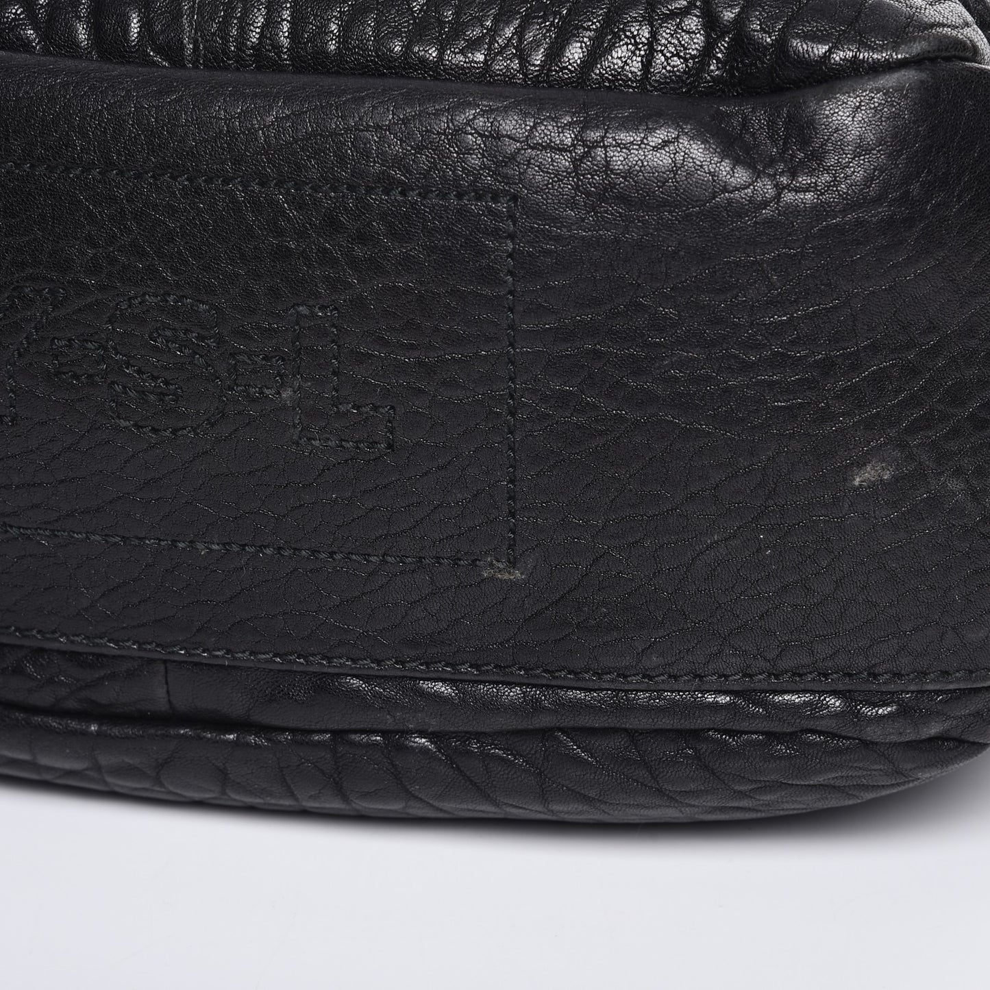 Grained Calfskin Medium Besace Shoulder Bag Black