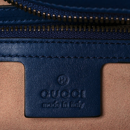 Gucci Calfskin Matelasse GucciGhost Medium GG Marmont Chain Shoulder Bag Blue Agata Hibiscus Red 5 of 11
