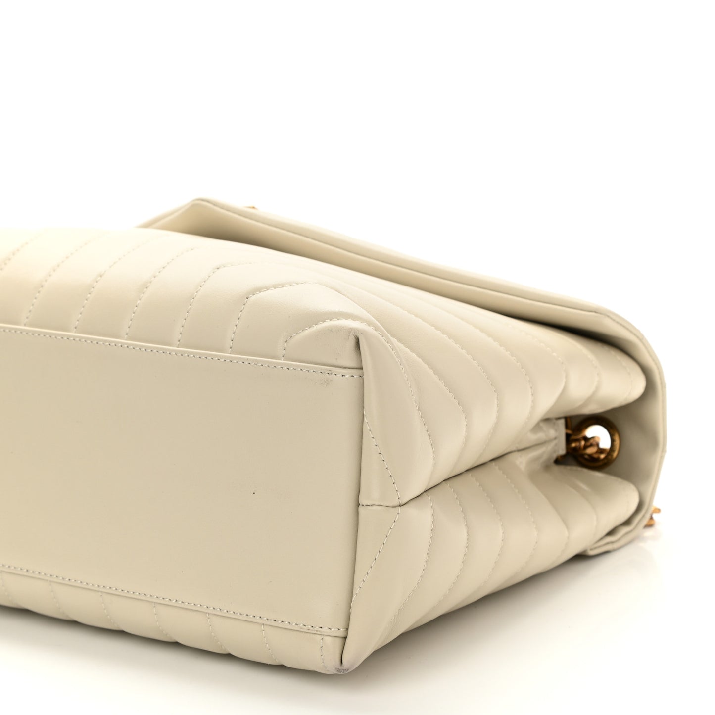 Calfskin Y Quilted Monogram Medium Loulou Chain Satchel Crema Soft