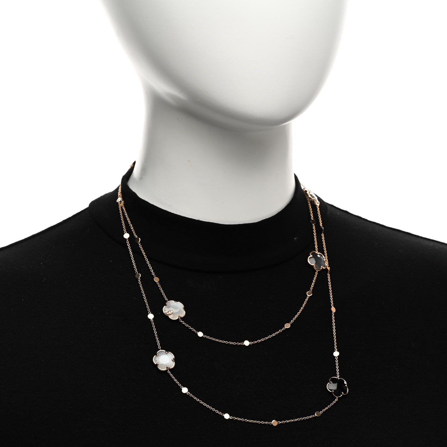 Pasquale Bruni 18K Rose Gold Diamond Moonstone Black Onyx Boquet Lumaire Station Necklace 2 of 5
