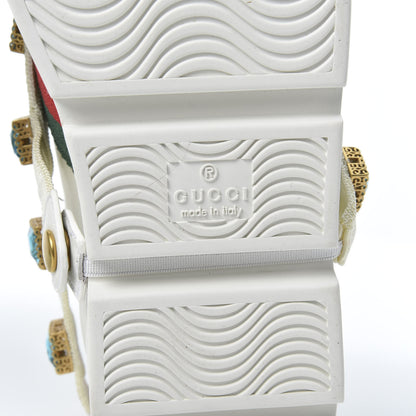 Gucci Calfskin Removable Crystals Bee Embroidered Womens Ace Platform Sneakers 35.5 White 8 of 10
