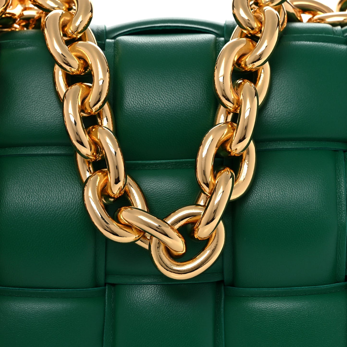 Lambskin Maxi Intreccio Padded Chain Cassette Crossbody Bag Racing Green