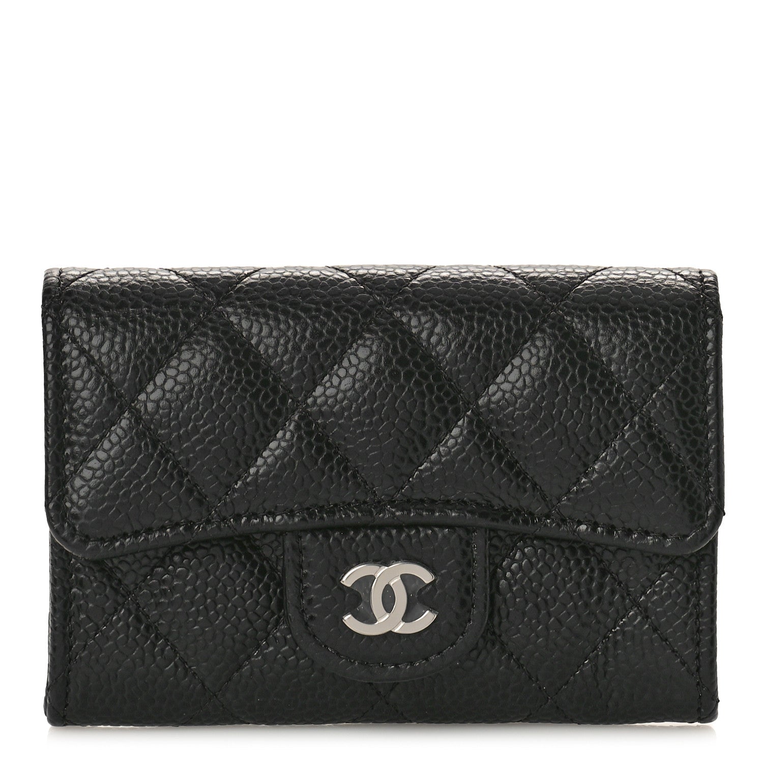Chanel Caviar Quilted Flap Card Holder Wallet Black 1 of 10