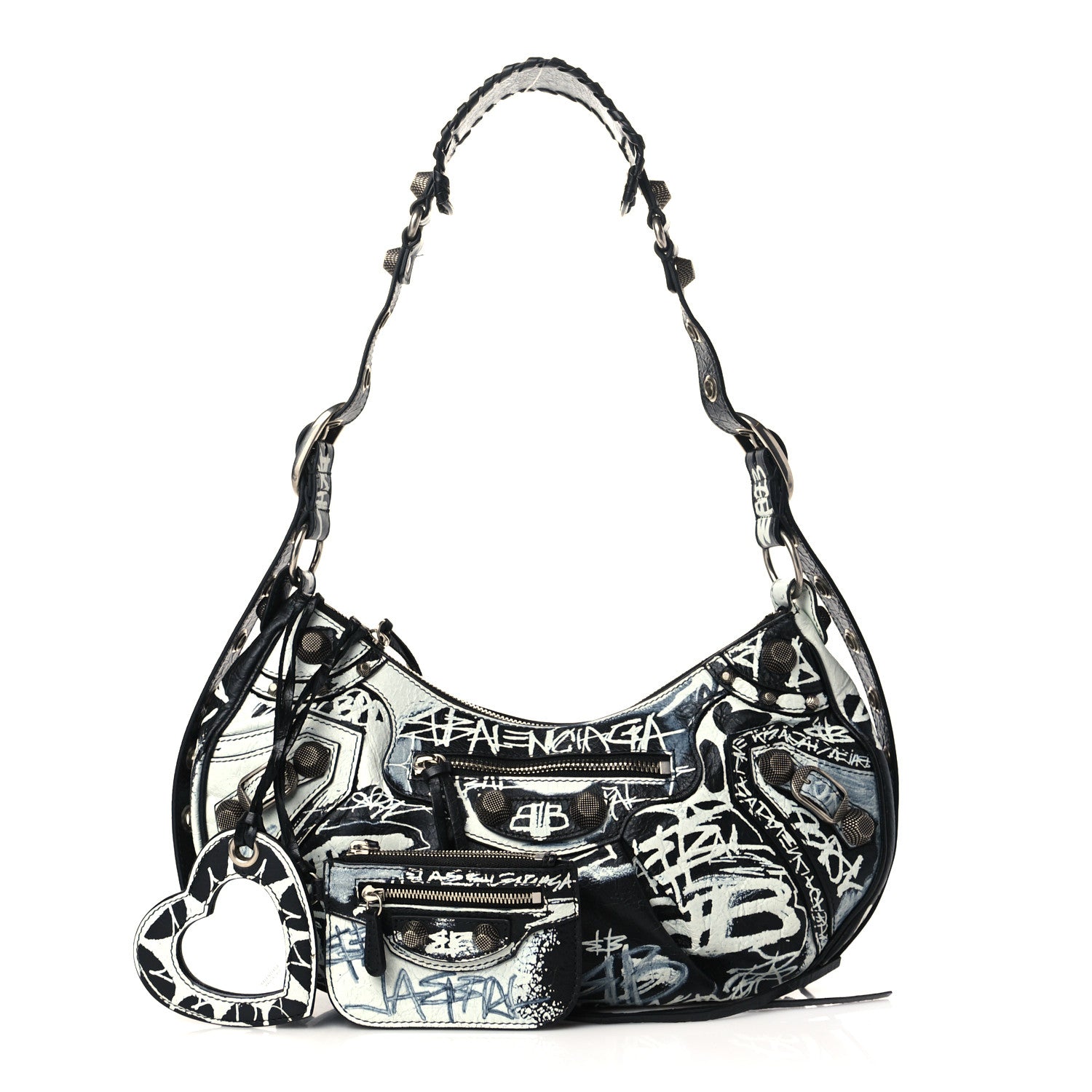 Balenciaga Agneau Arena Graffiti Small Le Cagole Shoulder Bag Black White 1 of 10