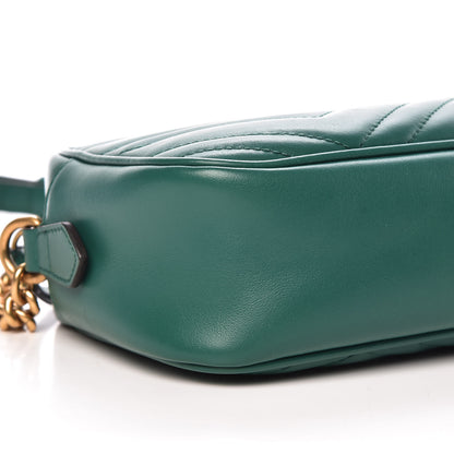 Gucci Calfskin Matelasse Small GG Marmont Chain Shoulder Bag Emerald Green 8 of 9