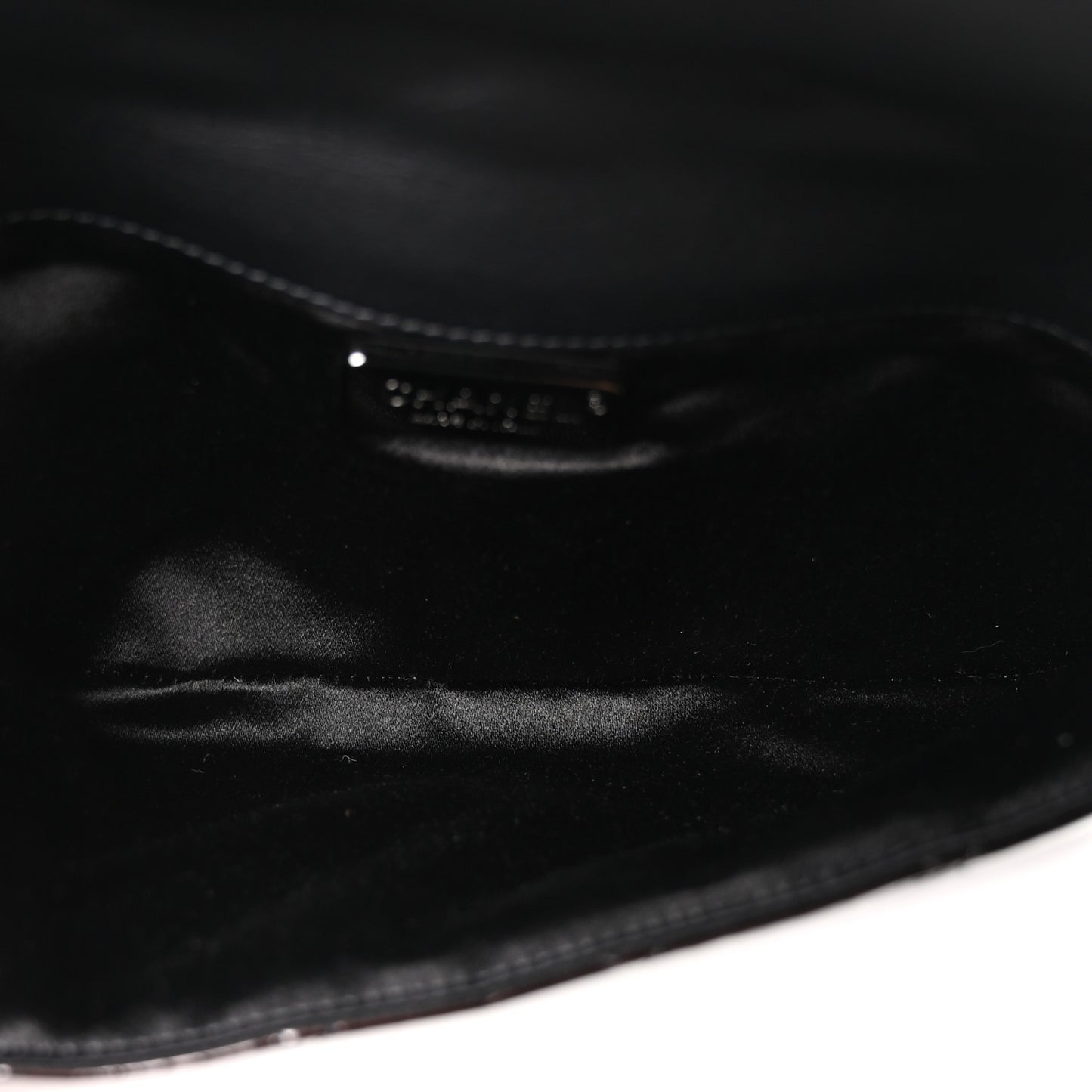 Patent Calfskin Quilted Metal Handle Clutch So Black