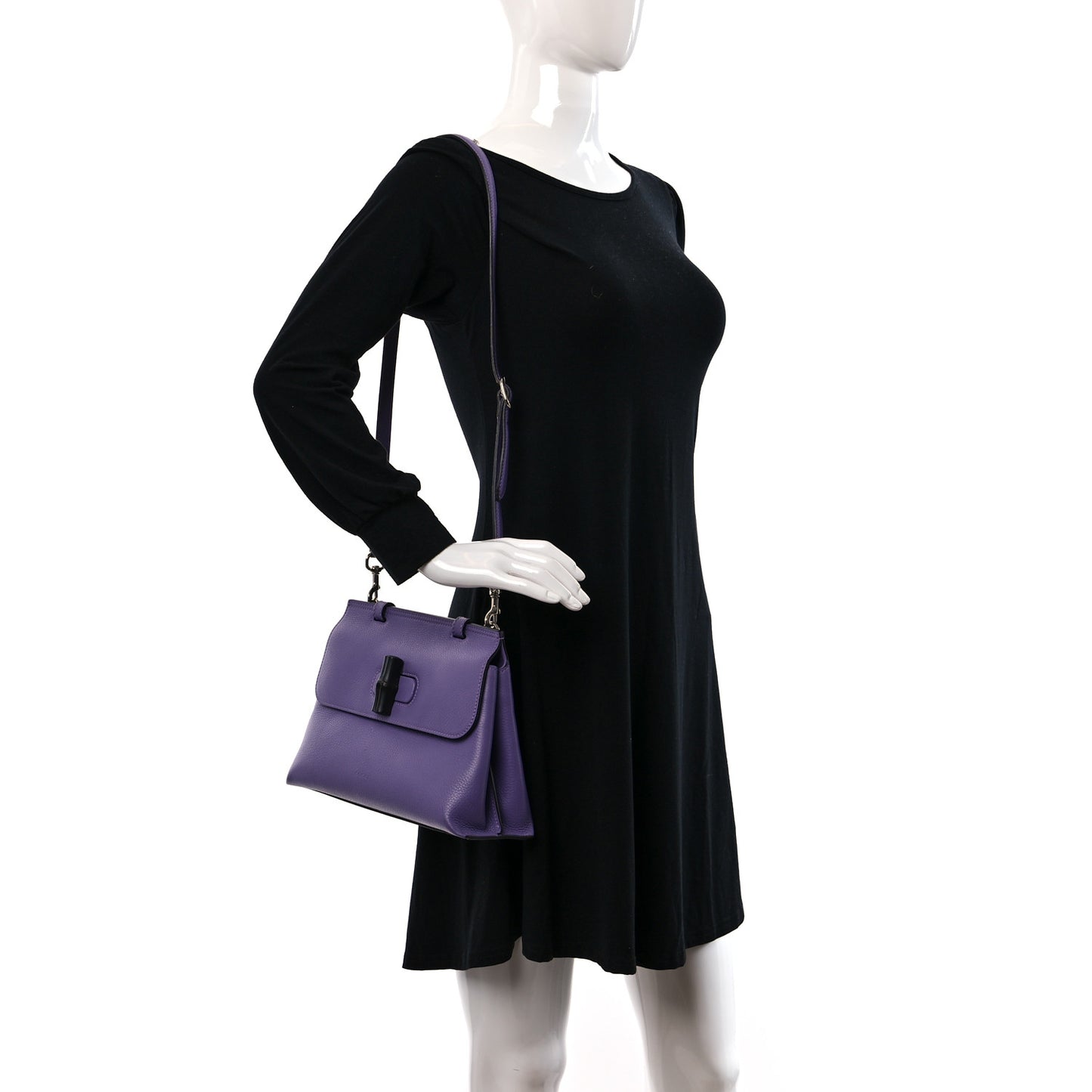 Cellarius Calfskin Small Bamboo Daily Top Handle Bag Purple