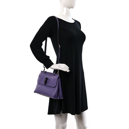 Gucci Cellarius Calfskin Small Bamboo Daily Top Handle Bag Purple 2 of 9