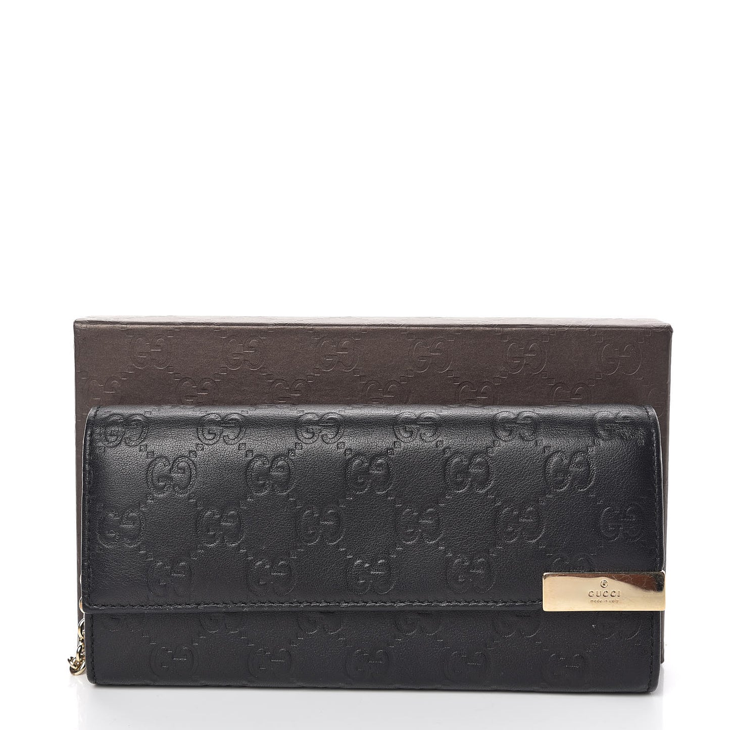 Guccissima Signature Dice Chain Wallet Black