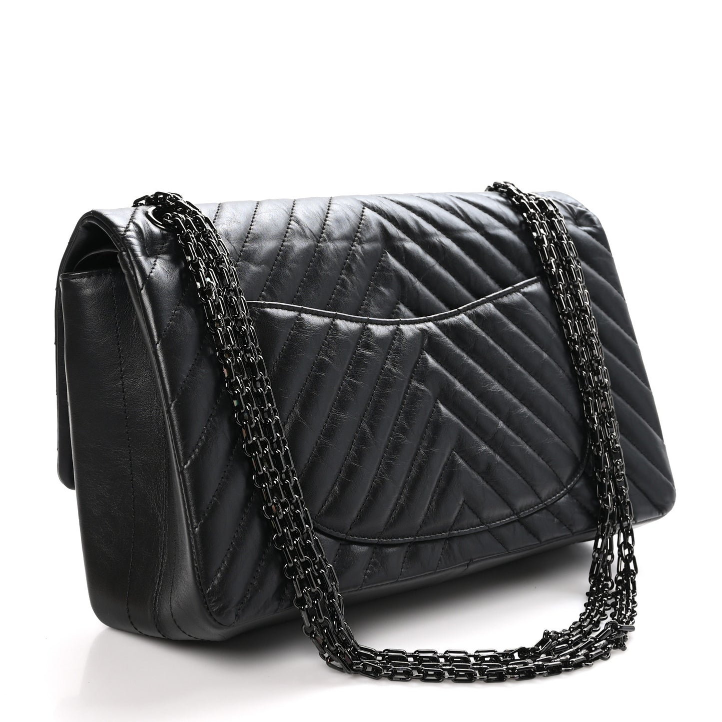 Aged Calfskin Chevron Quilted 2.55 Reissue 226 So Black
