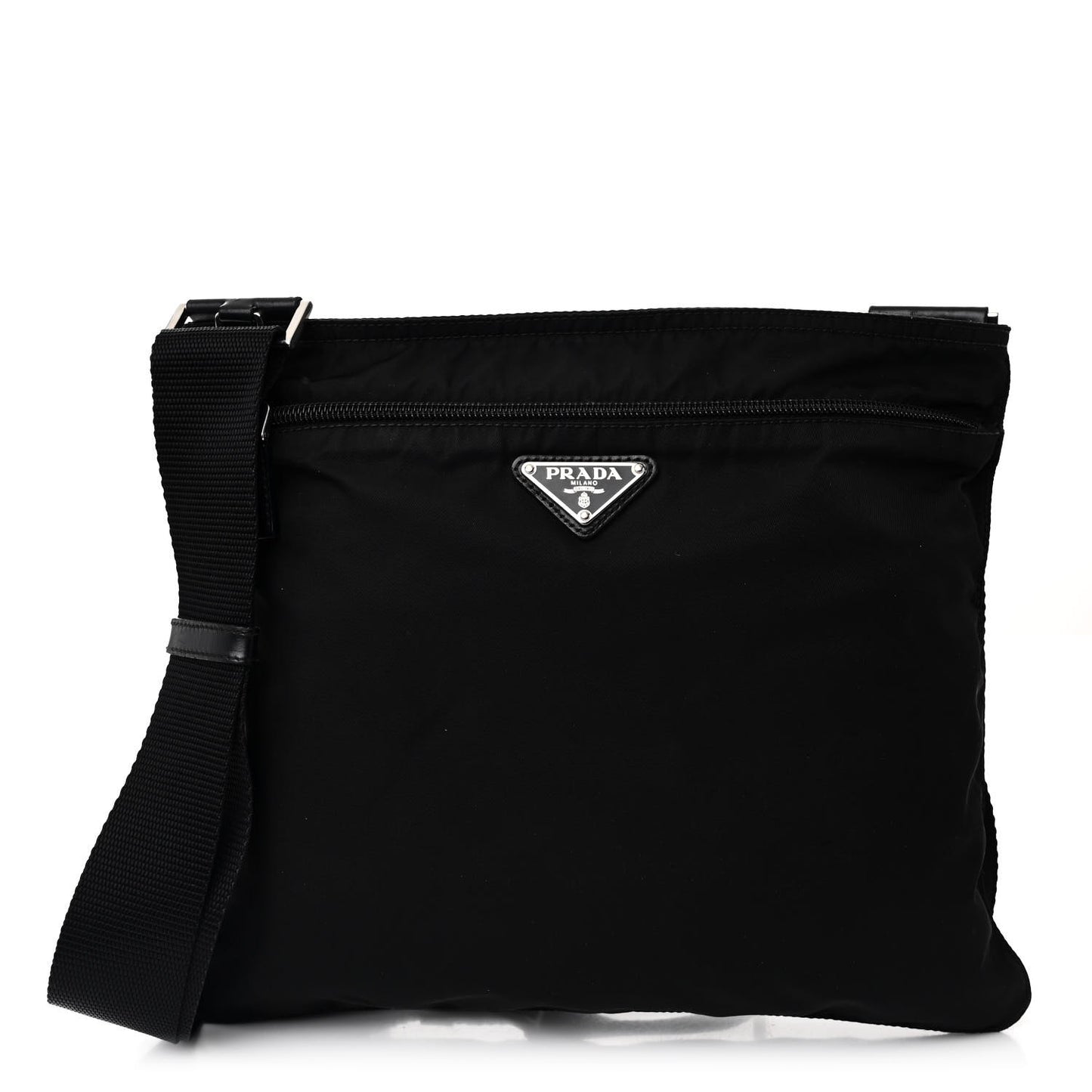 Nylon Vela Flat Messenger Bag Black