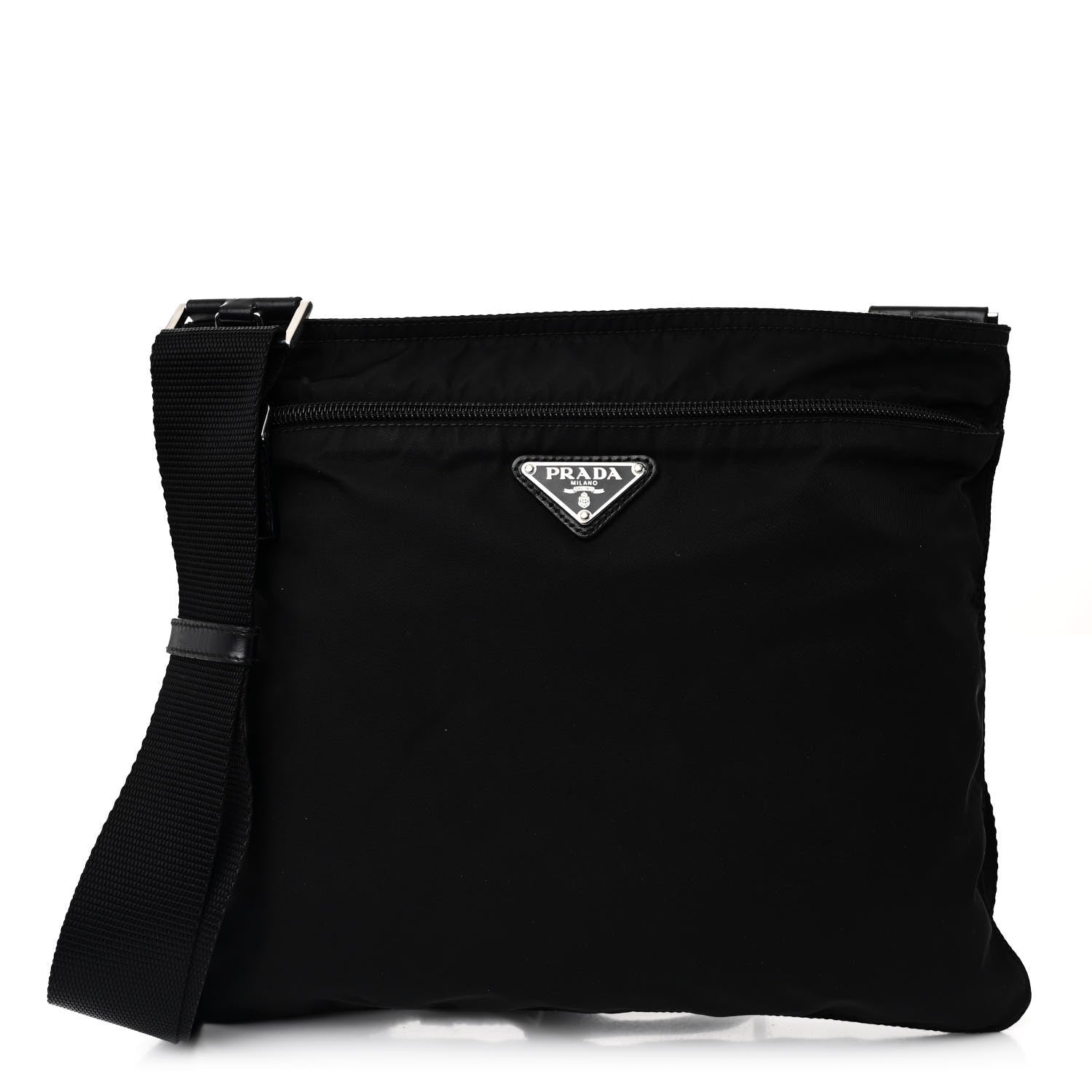 Prada Nylon Vela Flat Messenger Bag Black 1 of 9