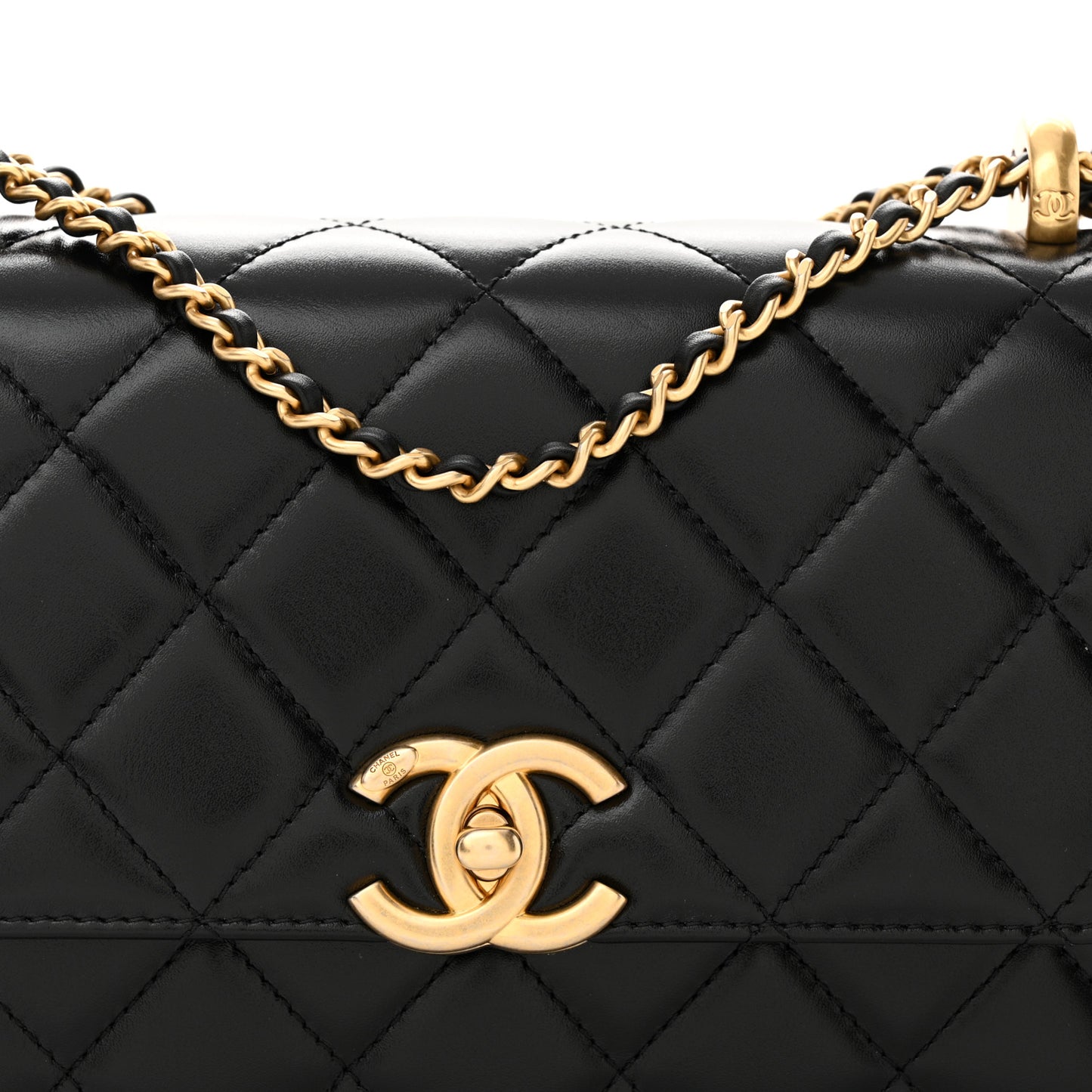Calfskin Quilted Perfect Fit Flap Black