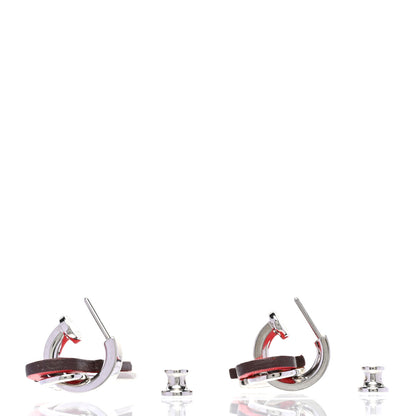 Hermes Palladium Swift O'Kelly Earrings Rouge de Coeur 3 of 5