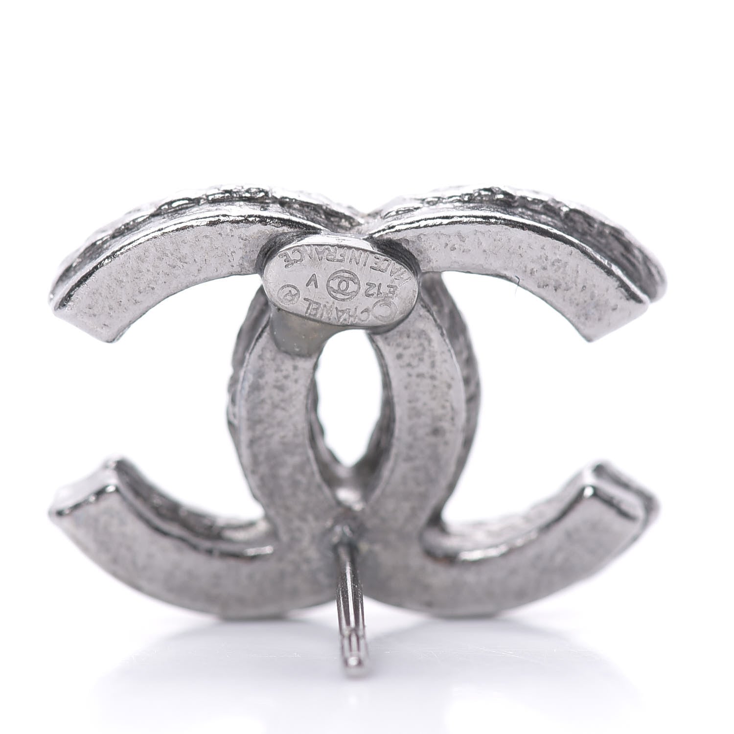 Chanel Ruthenium Twisted CC Earrings Silver 4 of 4