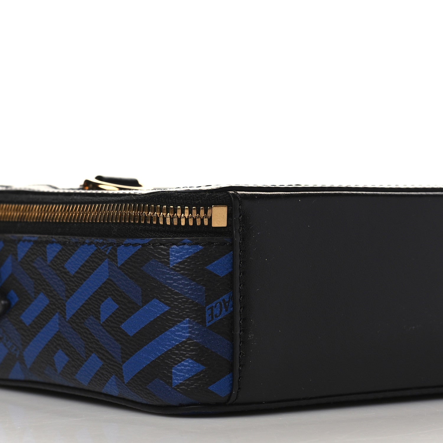 Versace Coated Canvas La Greca Signature Messenger Bag Black Blue 7 of 9
