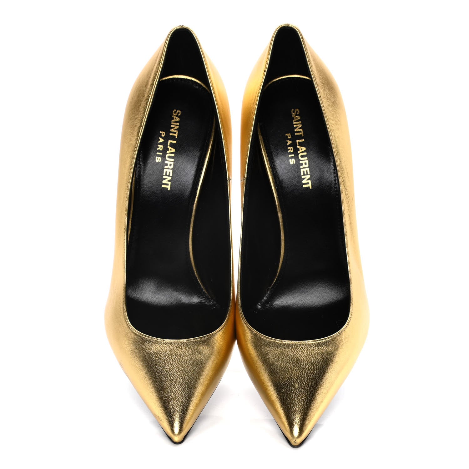 Saint Laurent Calfskin Opyum 100 Pumps 39 Gold 5 of 16