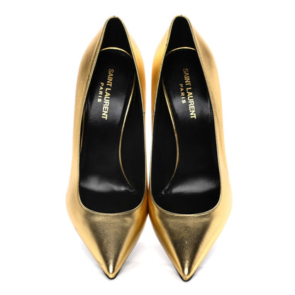 Saint Laurent Calfskin Opyum 100 Pumps 39 Gold 5 of 16