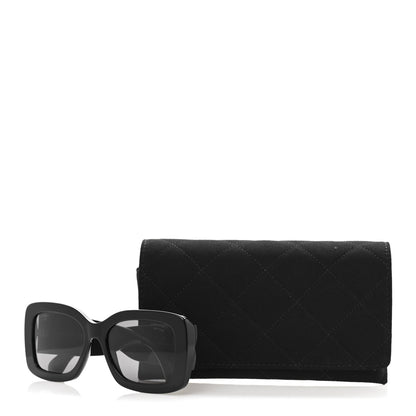 Chanel Acetate Quilted CC Rectangle Sunglasses 5483-A Black 9 of 9