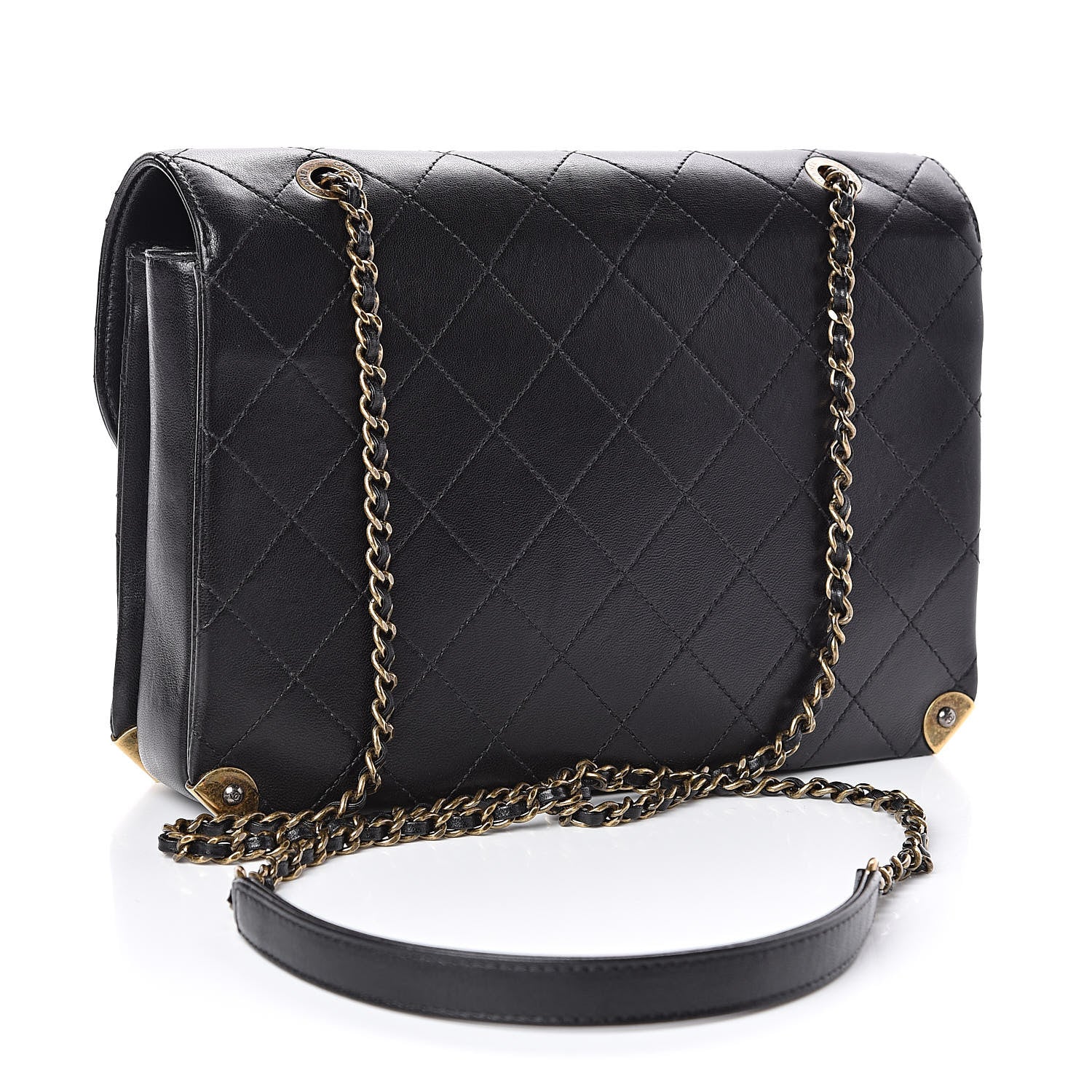 Chanel Shiny Lambskin Quilted Around The Corner Flap Black 3 of 10