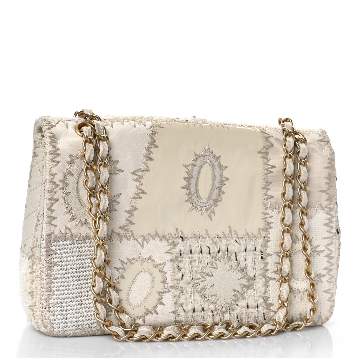 Chanel Tweed Patchwork Jumbo Single Flap White 3 of 9