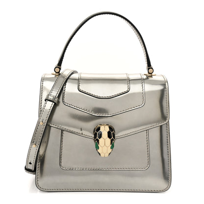 Bulgari Metallic Calfskin Serpenti Forever Top Handle Silver 1 of 14