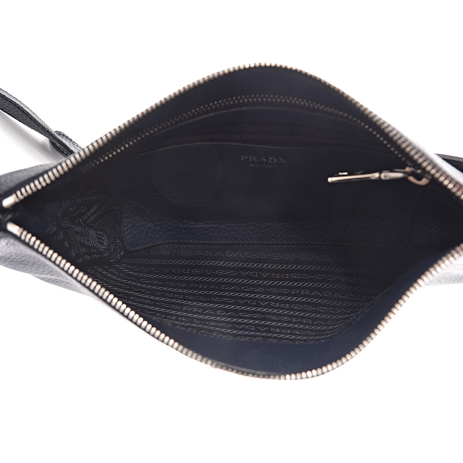 Prada Vitello Daino Zippered Crossbody Bag Baltico 5 of 13