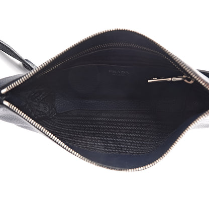 Prada Vitello Daino Zippered Crossbody Bag Baltico 5 of 13