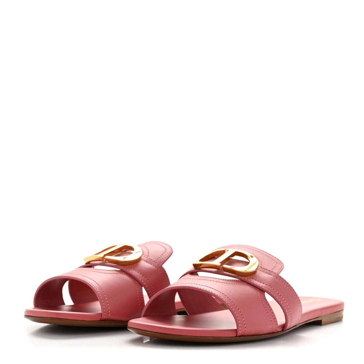 Christian Dior Calfskin 30 Montaigne Flat Slide Sandals 37 Dusty Pink 4 of 9