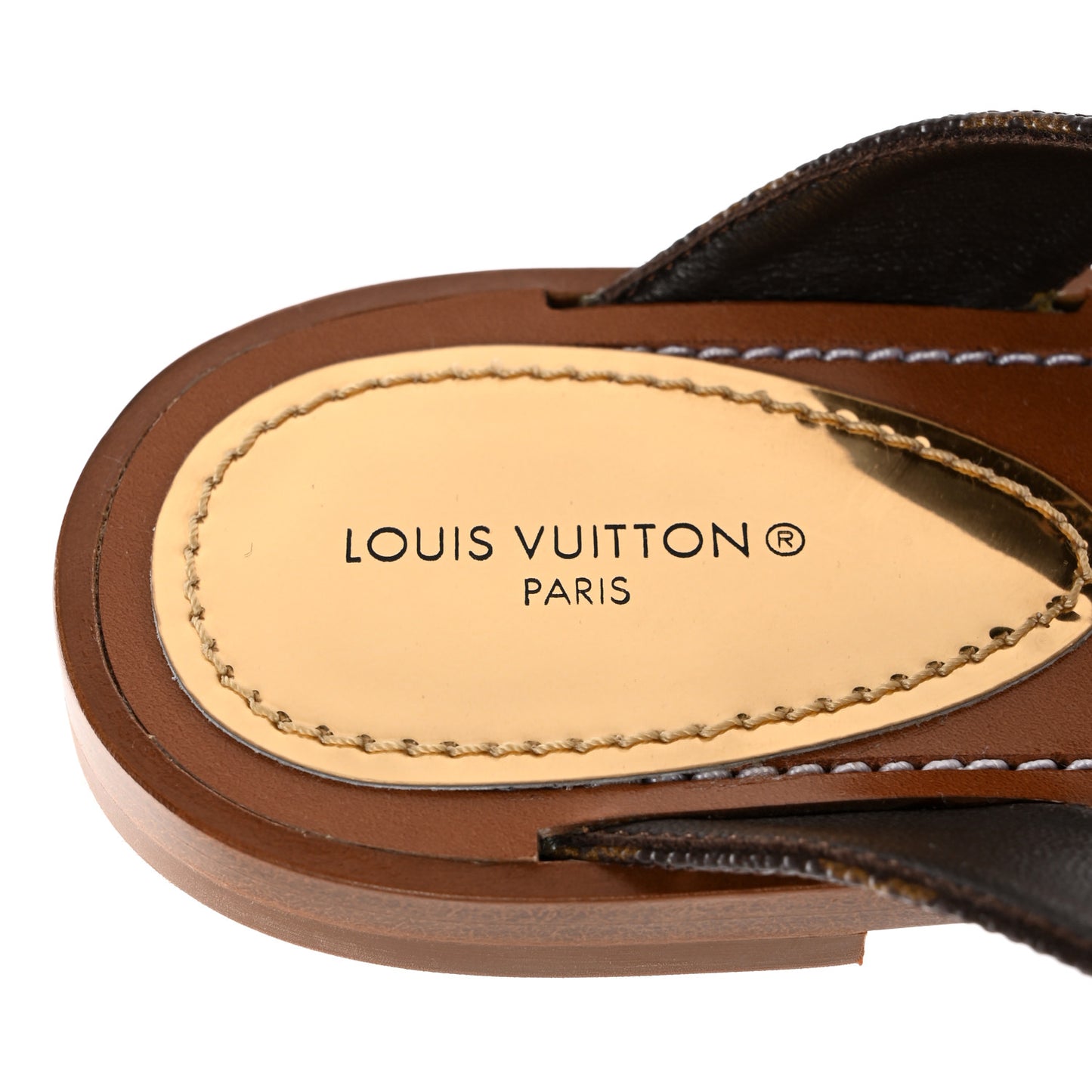 Monogram Sunny Flat Thong Sandals 35 Brown