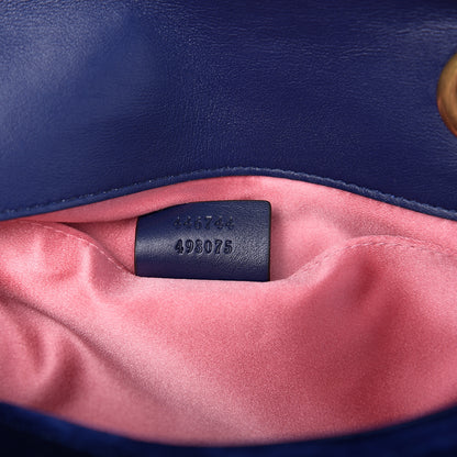 Gucci Velvet Matelasse Mini GG Marmont Shoulder Bag Cobalt Blue 6 of 9