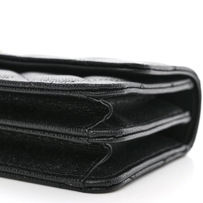 Chanel Shiny Caviar Quilted Flap Charm Wallet On Chain WOC Black 11 of 12