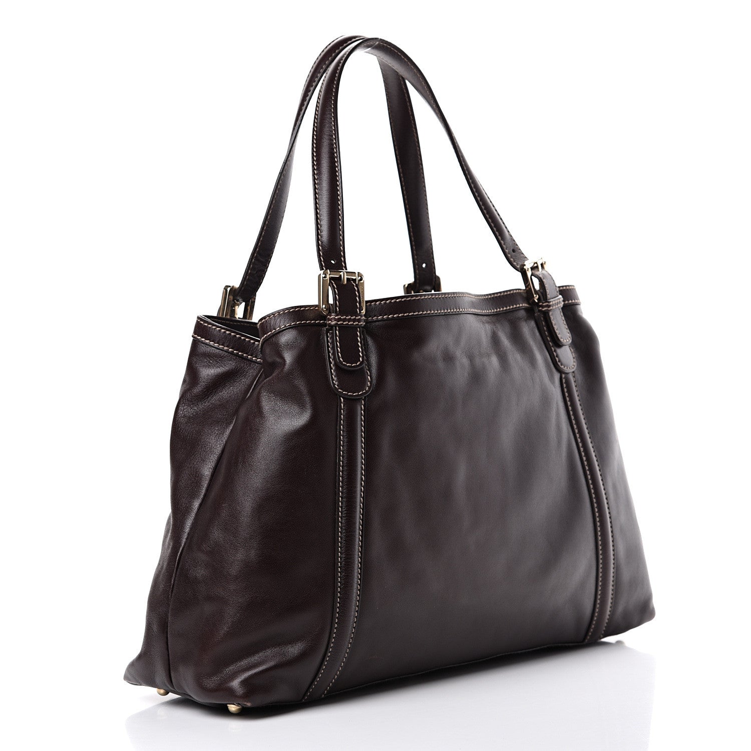 Gucci Calfskin Medium Britt Tote Brown 2 of 13