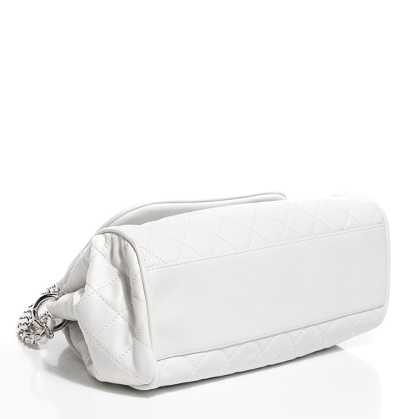 Caviar Quilted Timeless Accordion Flap White